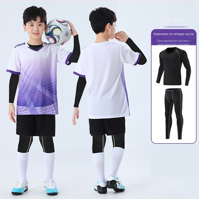 Детски комплект за скачане и тренировки, камуфлажен принт, четири сезона, дълги ръкави, кръгло деколте, бързосъхнещ