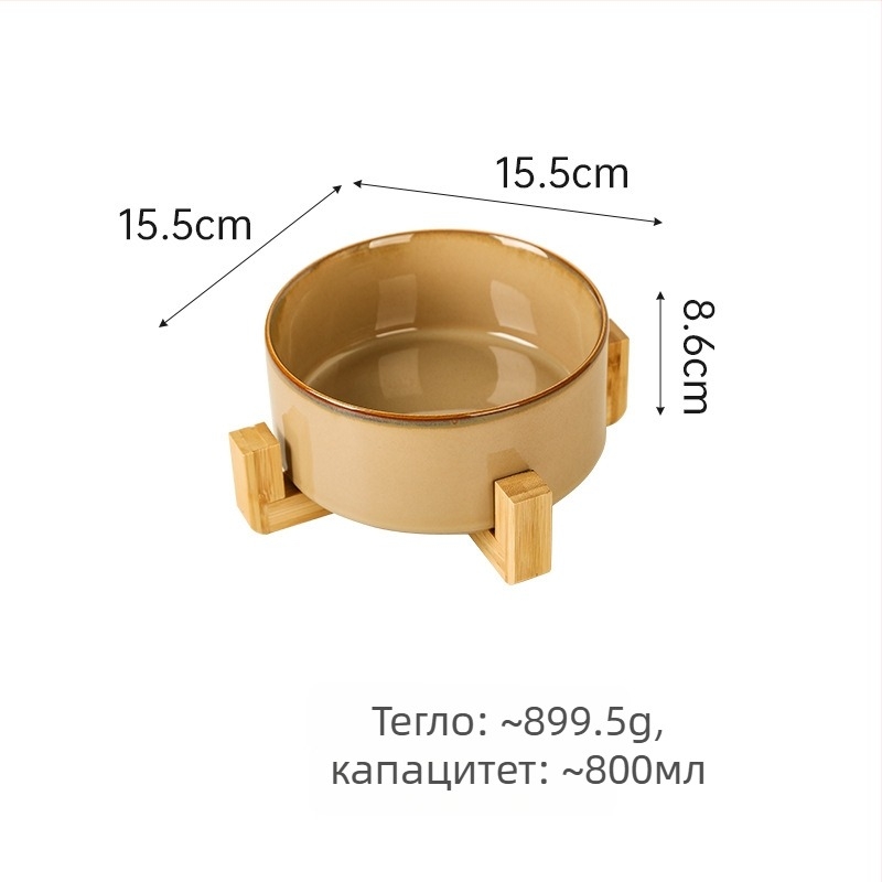 Керамични купички за домашни любимци (за котки и кучета), японски стил, изпичани в пещ, двойни купички за хранене със система за бавно хранене, против задушаване и разливи