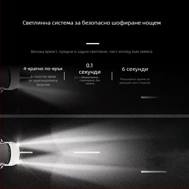 LED автомобилни фарове за нисък лъч, съвместими с H1/4/7/11/9005/9012, 12V, 80–90W