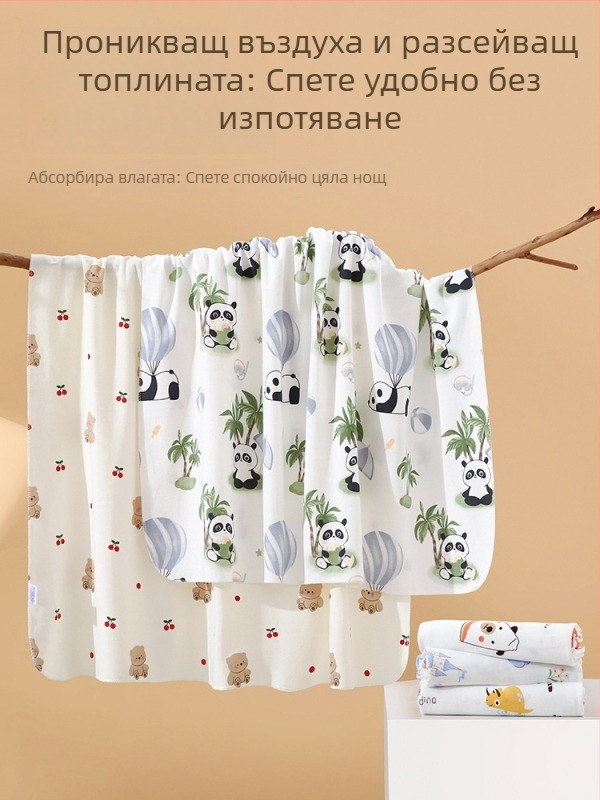 Завивка за новородено от памук, карикатурен принт, лека за пролет-лято, безопасност клас A, за 0–12 месеца