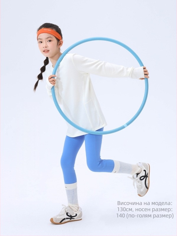 Детски клин с ликра и акулен принт, висока талия, антибактериален, спортен клин за йога, нейлон/спандекс 75%/25%, за деца над 8 години