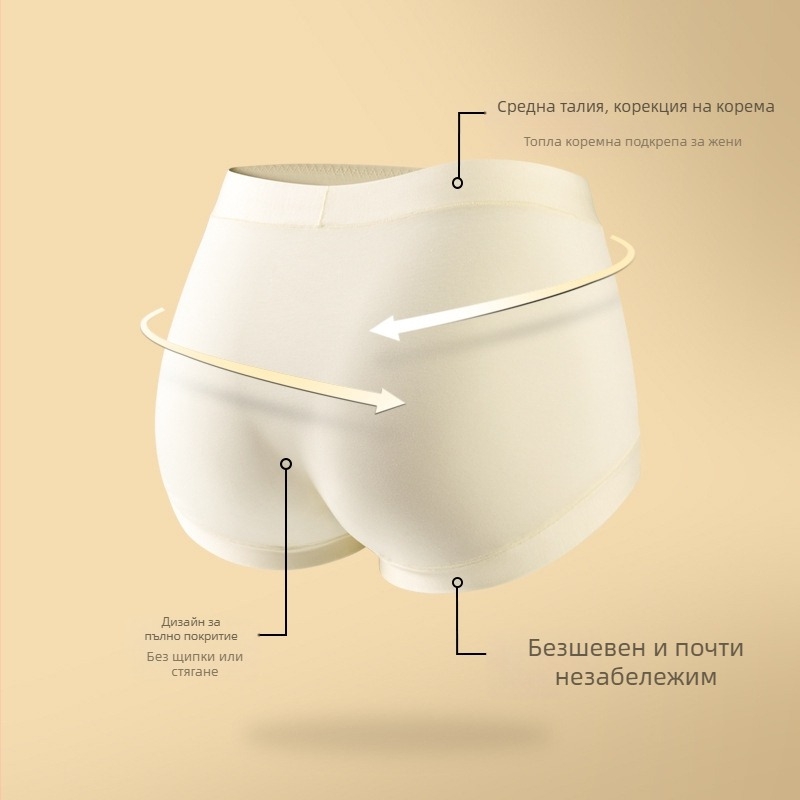 Дамски памучни долнища - дишащи, стягащи корема, антибактериални; средна талия; плетено тъкано бельо; чатала 80–90% регенерирана целулозно влакно; 90–95% памук