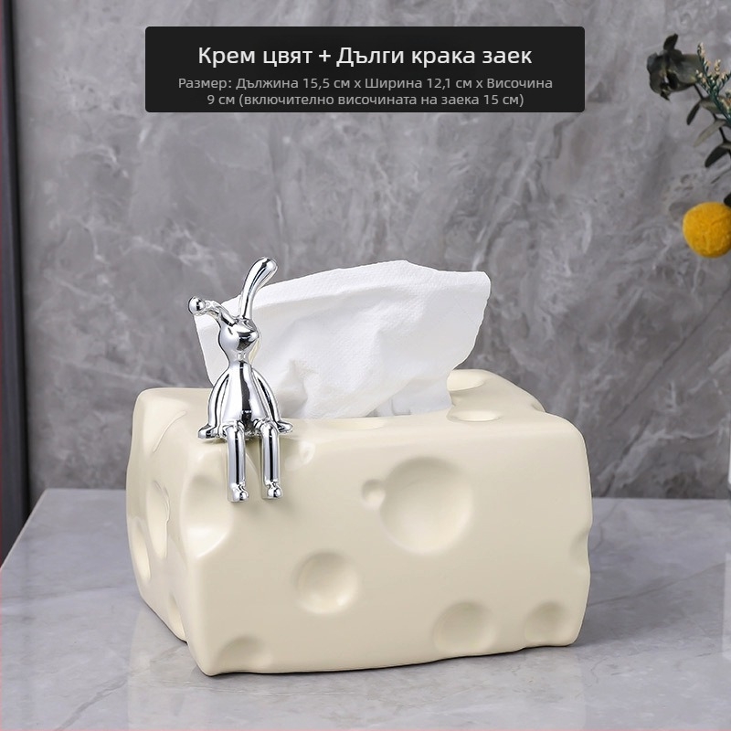 Керамична кутия за кърпи, лайт лукс стил, модел nailao-2023911, мултифункционална