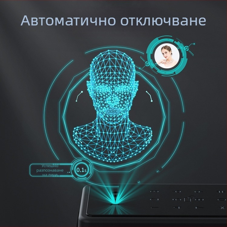 Умна биометрична заключалка за врата с лицево разпознаване и отпечатък, водоустойчива, дистанционно отключване, капацитет на отпечатъци 100, над 100000 отключвания, време за сканиране <0.5 s, фалшиво разпознаване <0.001%, DC захранване