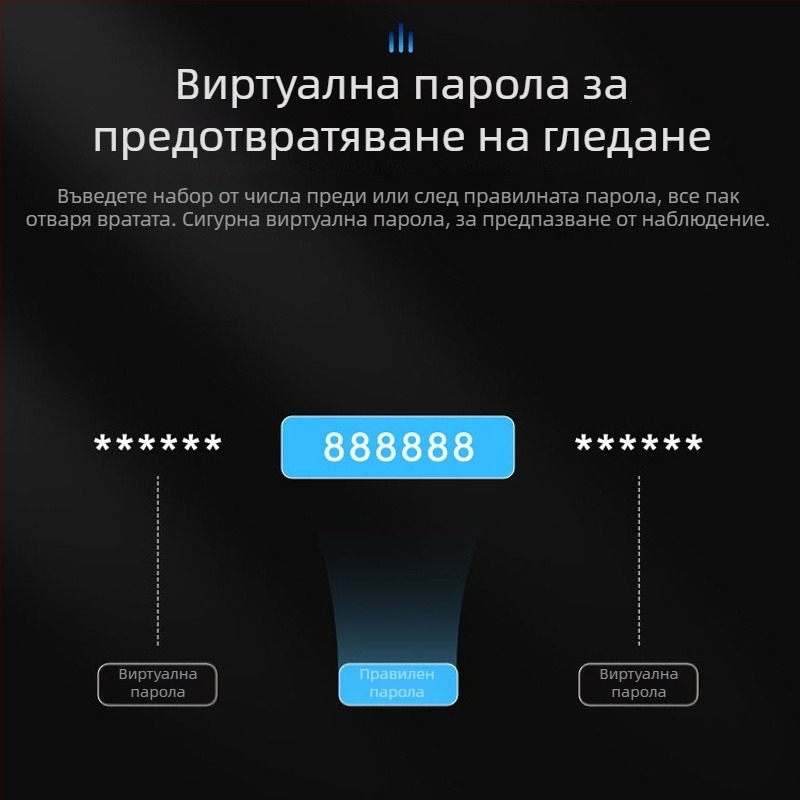 Умна биометрична заключалка за врата с лицево разпознаване и отпечатък, водоустойчива, дистанционно отключване, капацитет на отпечатъци 100, над 100000 отключвания, време за сканиране <0.5 s, фалшиво разпознаване <0.001%, DC захранване