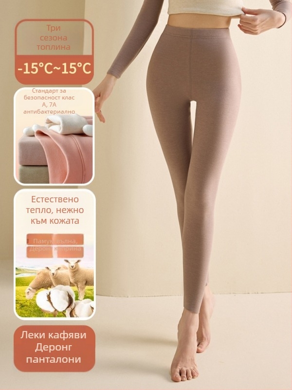 Дамски термален комплект от полиестерно влакно, полу висока яка, двойнослойна материя, тежък плат 251-300 г/м², подплата с плюш