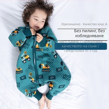 Детски спален чувал със разделени крачета и одеяло против ритници, за всички сезони, външен плат 100% памук, пълнеж полиестер