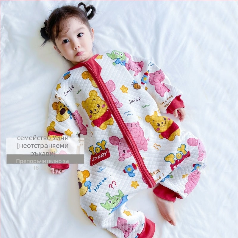 Детски спален чувал със разделени крачета и одеяло против ритници, за всички сезони, външен плат 100% памук, пълнеж полиестер