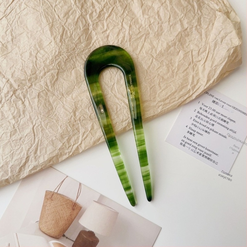 Jin Xin У-образна фиба за коса, ацетатна пластина, ретро стил, Yiwu произход