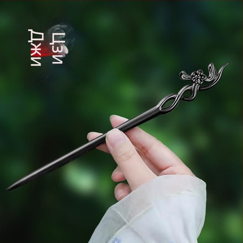 Дървена заколка за коса с резбовано цвете в китайски стил (Материал: дърво; Стил: китайски стил; Обработка: резба; Форма: цветя)