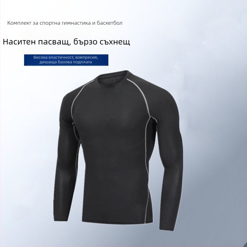 Мъжки комплект за бързосъхнещо тичане — високоеластични клинове с попиване на пот, полиестер/винолон 91–95%