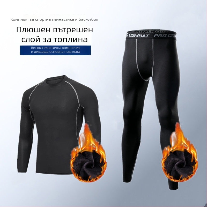 Мъжки комплект за бързосъхнещо тичане — високоеластични клинове с попиване на пот, полиестер/винолон 91–95%