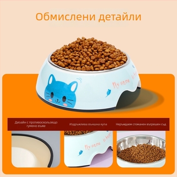 2-в-1 меламинова купа за кучета за вода и храна, карикатурен принт, XS марка