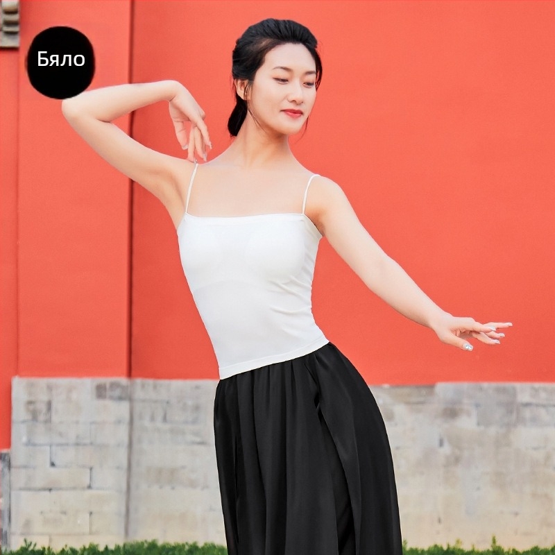 Женски танцов костюм топ - безшевна найлонова материя, подплатено бюстче, подходящ за балет, народни, латински и салонни танци