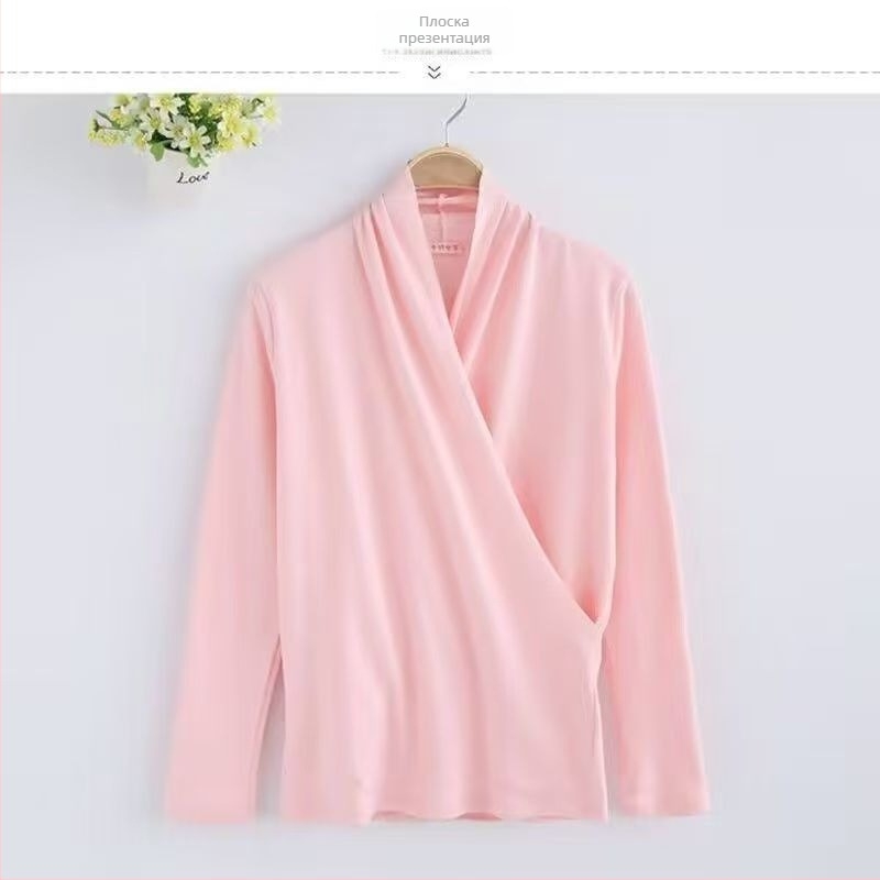 Кърмеща блуза за майки - дълъг ръкав, памук-еластан смес, преден кърмене отвор, есенно-зимна за четири сезона