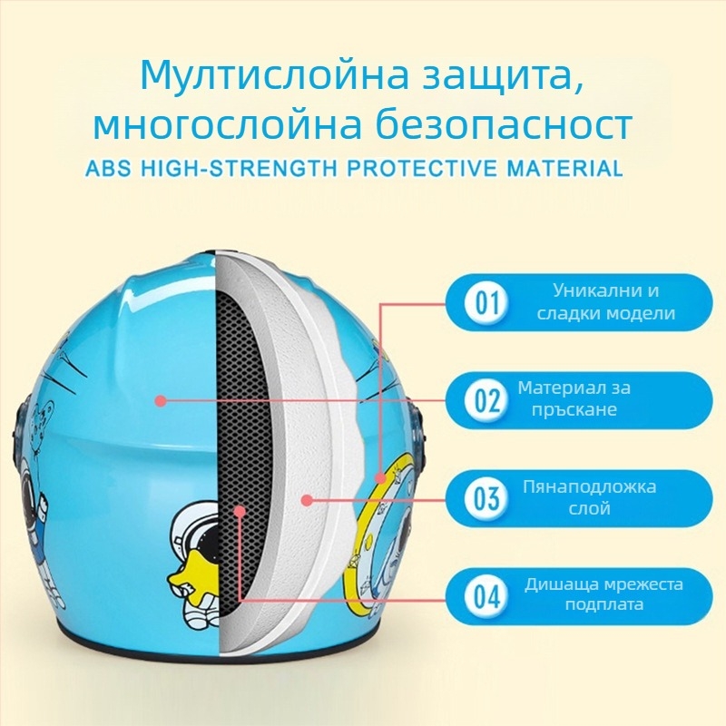 Детска унисекс каска за електрически велосипеди, полусферичен стил, ABS материал, подходяща за всички сезони