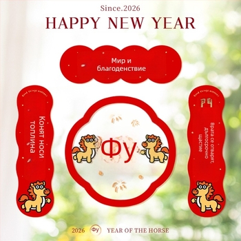 Spring Couplet PVC стикер за врати със благословени думи, печат, XiGe, модел JDT-DL