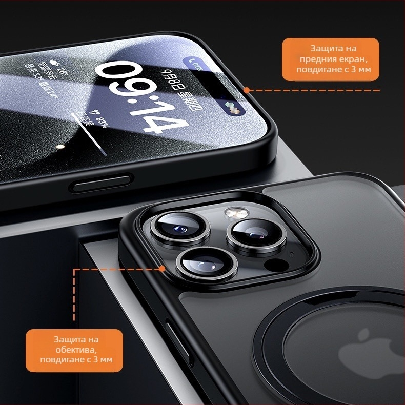 Калъф за iPhone с въртящ се 360° държач, прозрачен силикон, CNC изработка, удароустойчив с магнитно закрепване, съвместим с серия iPhone 12/13/14