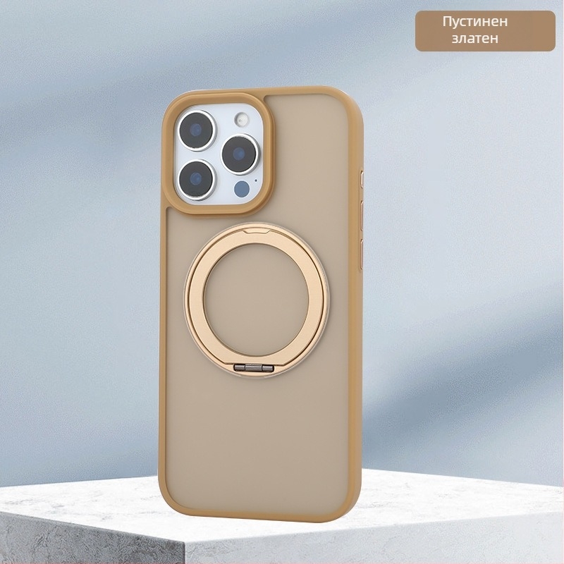 Калъф за iPhone с въртящ се 360° държач, прозрачен силикон, CNC изработка, удароустойчив с магнитно закрепване, съвместим с серия iPhone 12/13/14