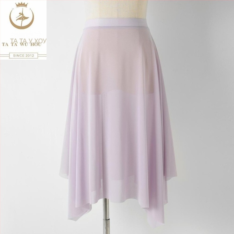 Балетна пола за жени – еластична талия, найлон >95% материя, полу-дълга мрежеста тюл пола за балетни тренировки, без гладене, Пролет 2025