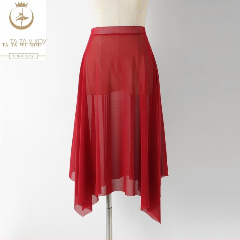 Балетна пола за жени – еластична талия, найлон >95% материя, полу-дълга мрежеста тюл пола за балетни тренировки, без гладене, Пролет 2025