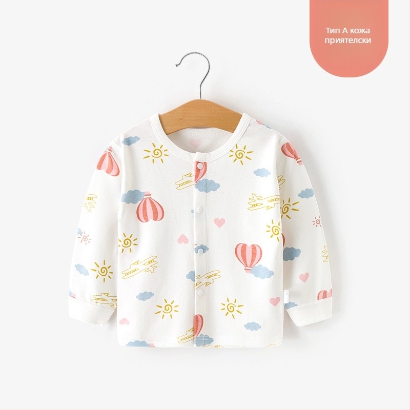 Унисекс памучна термална базова блуза за деца на възраст 1–3 години, пролет-есен-зима, кръгло деколте, мека обработка, 100% памук