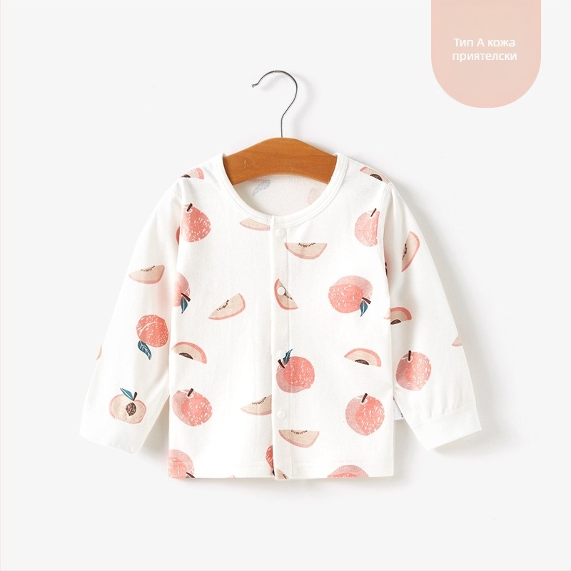 Унисекс памучна термална базова блуза за деца на възраст 1–3 години, пролет-есен-зима, кръгло деколте, мека обработка, 100% памук