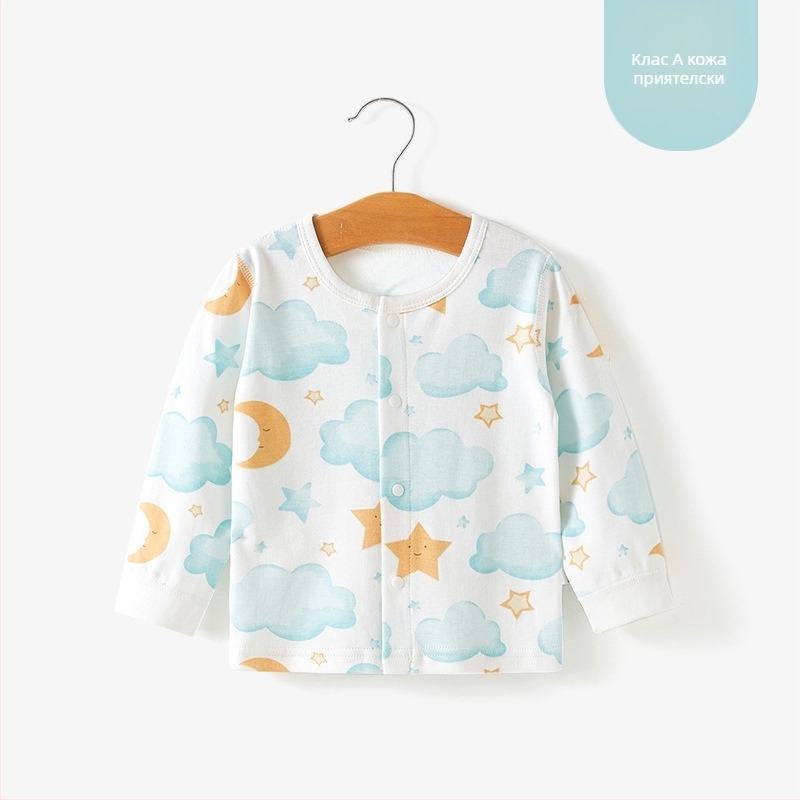 Унисекс памучна термална базова блуза за деца на възраст 1–3 години, пролет-есен-зима, кръгло деколте, мека обработка, 100% памук