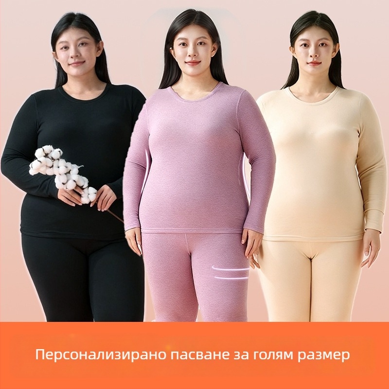 Унисекс термо комплект бельо с поларено вътрешно покритие, изключително плътен плат, дълъг ръкав топ и дълги панталони