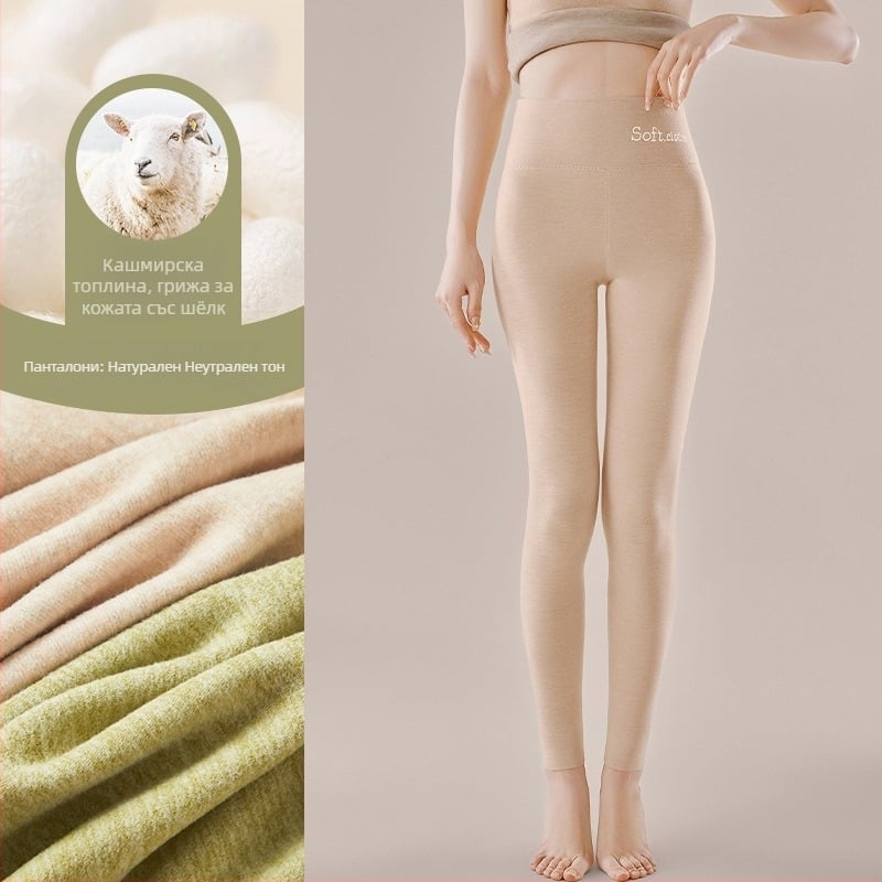 Дамски топли панталони с флисово вътрешно покритие, висока талия, двойно-слойни, катионичен полиестер, 90–95% полиестер, плътност 251–300 g/m²