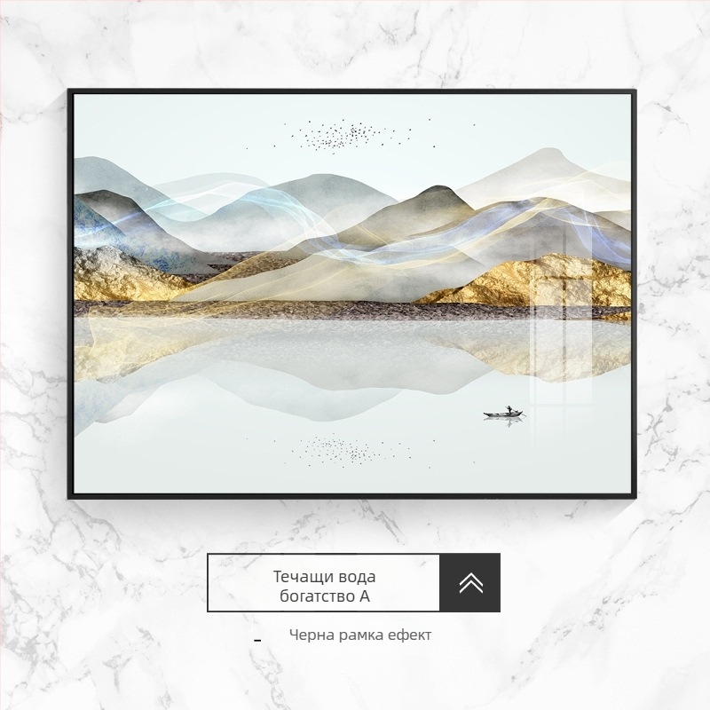 Декоративна стенна картина за електромерния шкаф, пейзаж, окачване, рамка от алуминиева сплав, картина от кристално порцелан, нов китайски стил