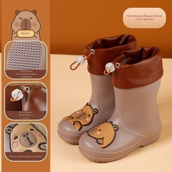 Детски гумени ботуши за дъжд, средно високи, PVC горна част, водоустойчиви, противохлъзгаща подметка, вътрешна памучна подплата, за деца от 6 месеца до 6 години