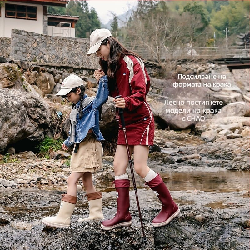 Дъждовни ботуши, PVC горна част, плосък ток, монохромен дизайн, унисекс