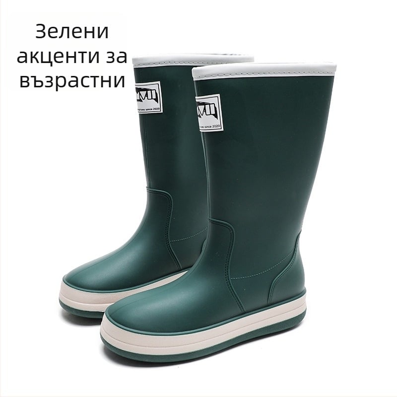 Дъждовни ботуши, PVC горна част, плосък ток, монохромен дизайн, унисекс