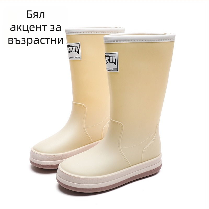 Дъждовни ботуши, PVC горна част, плосък ток, монохромен дизайн, унисекс