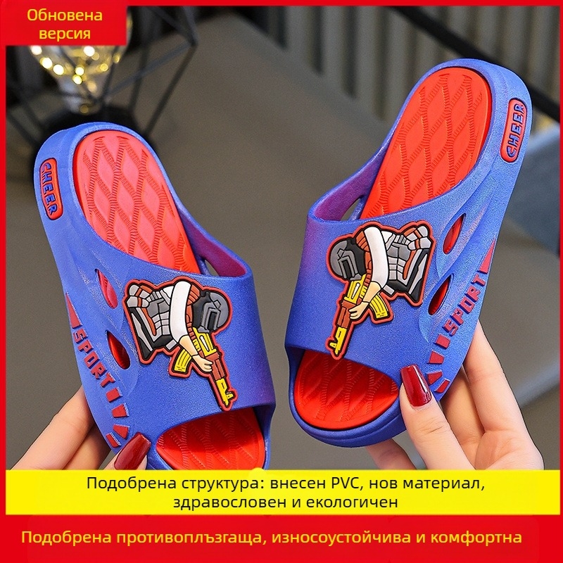 Short Horse детски сандали за момчета - PVC горна част и подметка, карикатурен принт, дишащи, антихлъзгащи, с открити пръсти, за възраст 4-16 г, пролет-лято 2025