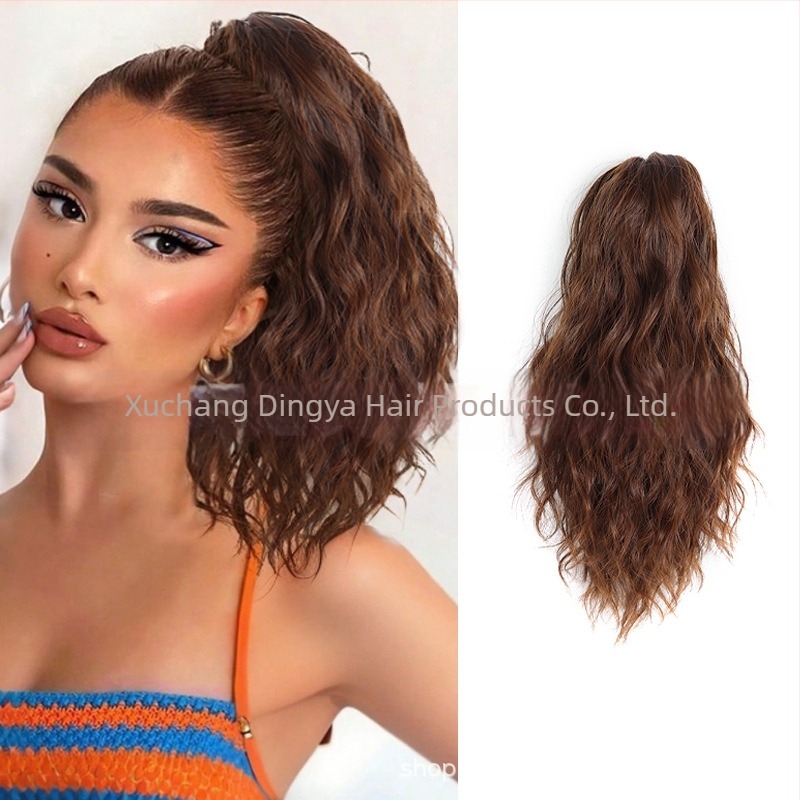 Понитайл екстеншън с голям клип, къдрава висока опашка, термоустойчиво синтетично влакно; може да се боядисва и да се къдри.