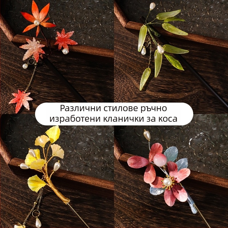 Щипка за коса с велурена роза — DIY комплект материали, древен стил, сплав, индивидуално опаковано, пролет 2025