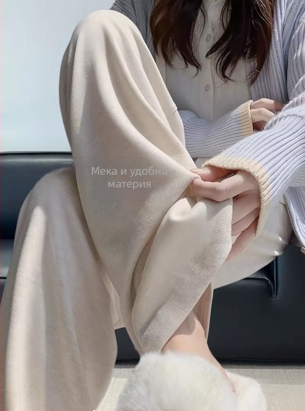 Зимни майчински панталони с регулируема талия, висока талия и права кройка; дебел полиестер-спандекс 50–70% за поддръжка на корема