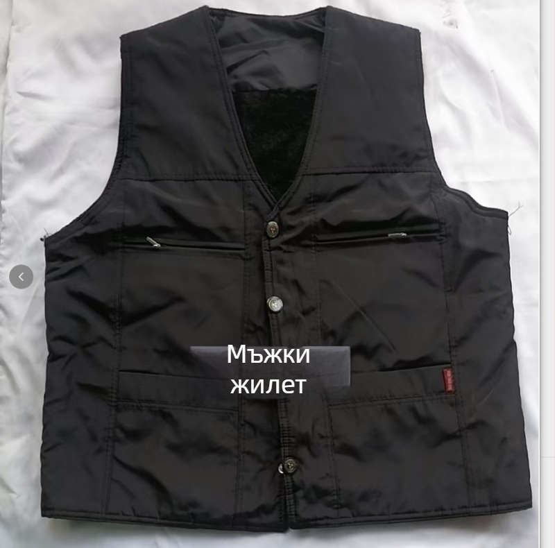 Женски жилет за външен стил, V-образно деколте, къс модел, A-образна кройка, цип, пълнеж полиестер