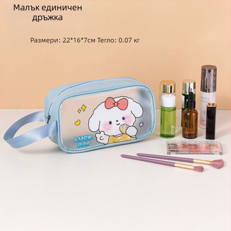 Карикатурна водоустойчива чанта за тоалетни принадлежности, голям капацитет, PVC материал, цип, разделение сухо-мокро