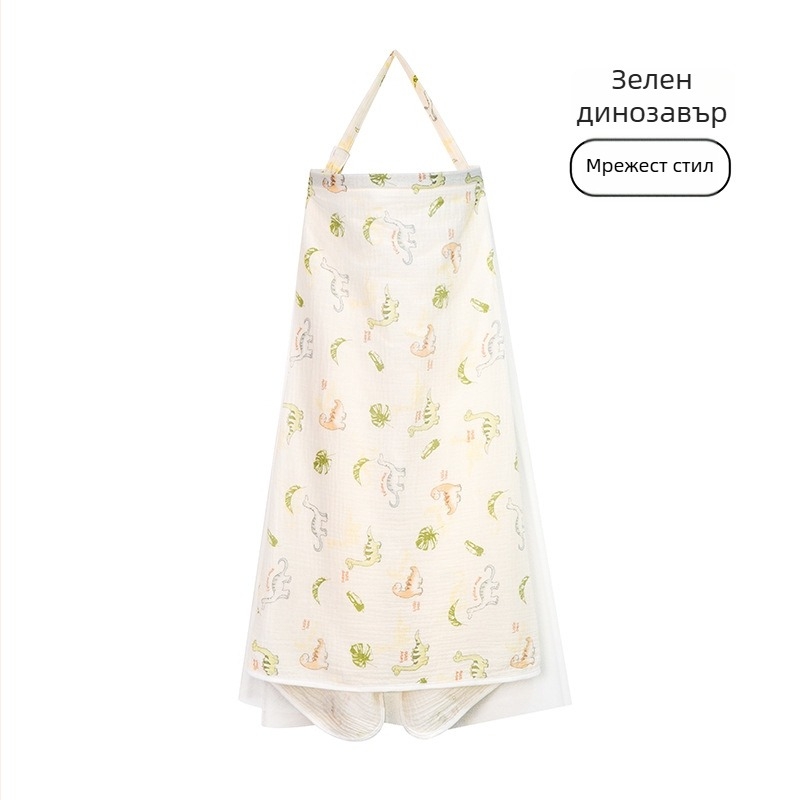 Памучно покривало за кърмене (>95% памук), дантела и връзки, casual стил, без ръкави, за всички сезони