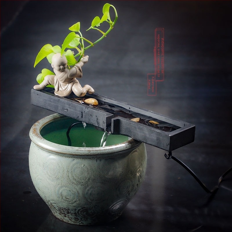 Каменна водна украса за аквариум — ръчно изработена, глазирана и полирана повърхност, Нов китайски стил, за аквариум