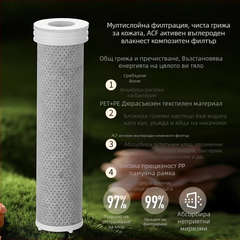 ARTIQUA Ръчен душ с филтър от активен въглерод, въглеродни влакна за премахване на хлор, пречистване на водата, дъждовен душ