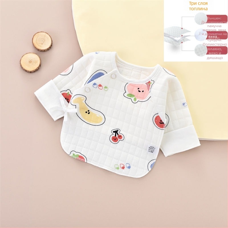 Новородено памучен топ с начесана обработка, V-образно деколте, 95–100% памук, за 0–12 месеца, за всички сезони