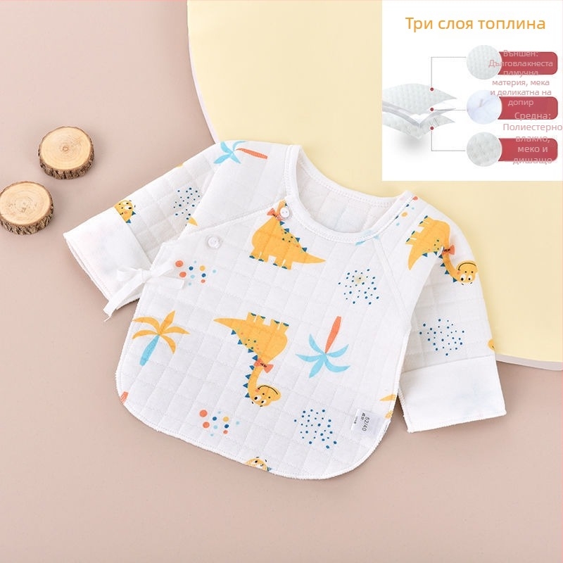 Новородено памучен топ с начесана обработка, V-образно деколте, 95–100% памук, за 0–12 месеца, за всички сезони