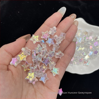 Петконечна звезда с цветно покритие - DIY гривна и телефонна верига с акрилни мъниста, електроплакиран завършек, голям размер, стил интернет знаменитост