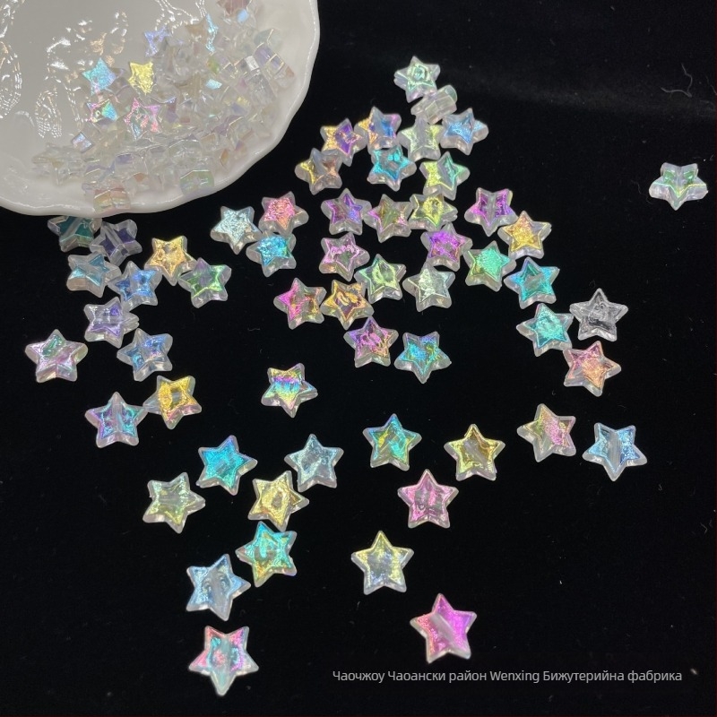 Петконечна звезда с цветно покритие - DIY гривна и телефонна верига с акрилни мъниста, електроплакиран завършек, голям размер, стил интернет знаменитост