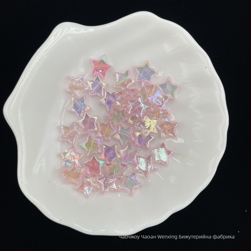 Петконечна звезда с цветно покритие - DIY гривна и телефонна верига с акрилни мъниста, електроплакиран завършек, голям размер, стил интернет знаменитост