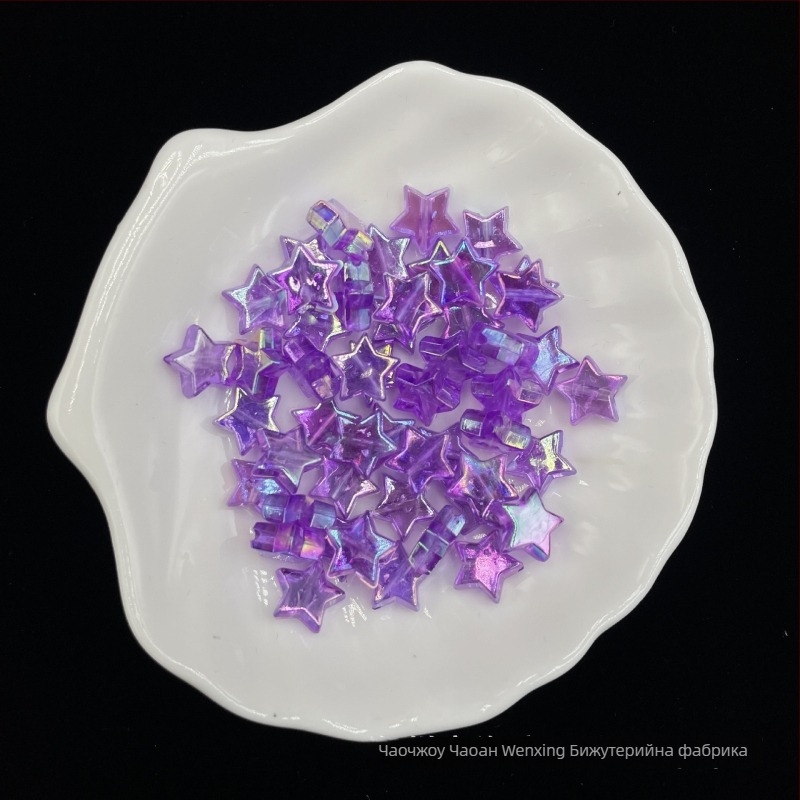 Петконечна звезда с цветно покритие - DIY гривна и телефонна верига с акрилни мъниста, електроплакиран завършек, голям размер, стил интернет знаменитост